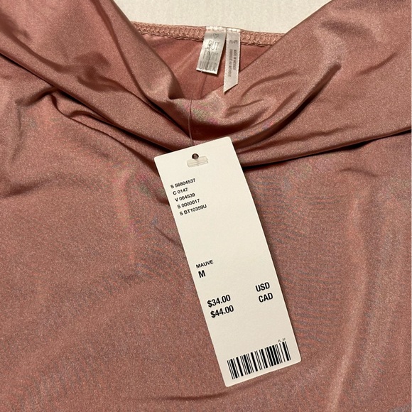 NWT Out From Under Satin Dusty Pink Mauve Cowlneck Bodysuit - Picture 4 of 7